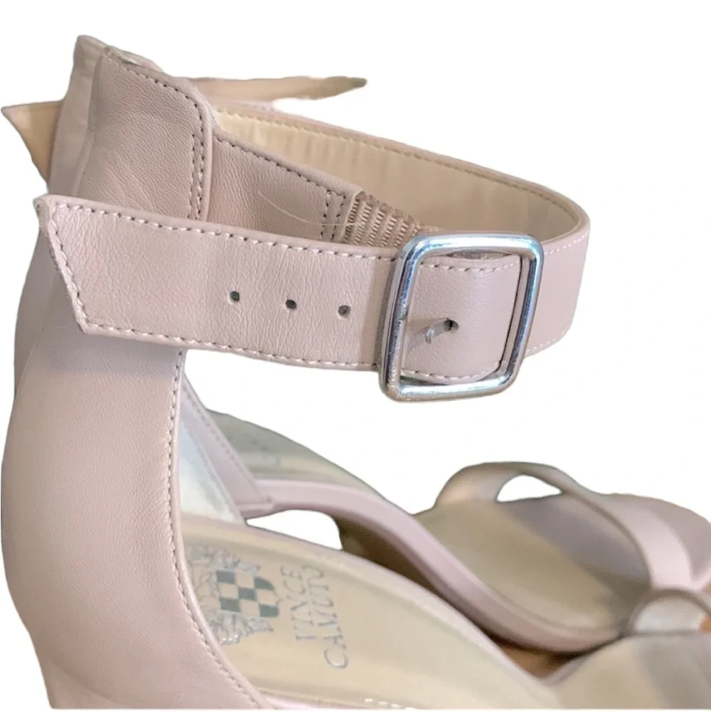 Vince Camuto Bendiva Nude Leather Ankle Strap Block Heels Size‎ 10